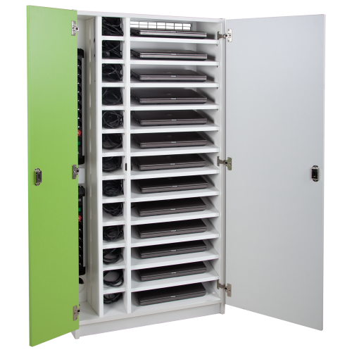 Notebooktower mit 13 Fächern,Türen und 2 Steckdosenleisten B/H/T: 80x150x50 cm