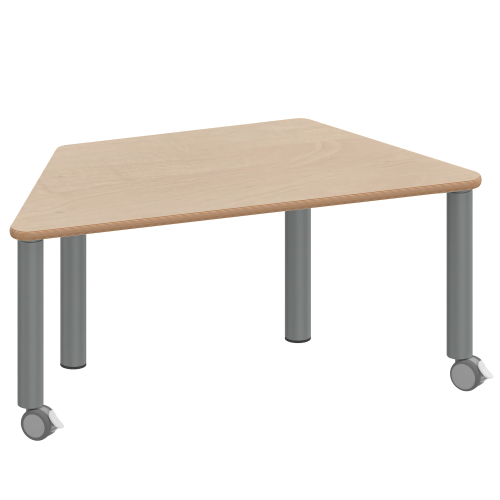 Tisch ZALOTTI mit Schichtstoff-Belag Trapez-Tische, Maße B/T: 140x70 bzw. 120x60 cm, Höhen 25…76 cm, Stahlrohrbeine Ø 60 mm, Fußvariante: fahrbar