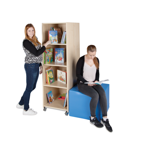 Bücherturm mit offenen Fächern B/H/T: 52x164,5x64 cm, fahrbar, einseitig