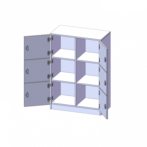Schließfachschrank, 3 Ordnerhöhen - Serie evo180 B/H/T: 80x118x40 cm, 6 Schließfächer, mit Sockel (81 mm)