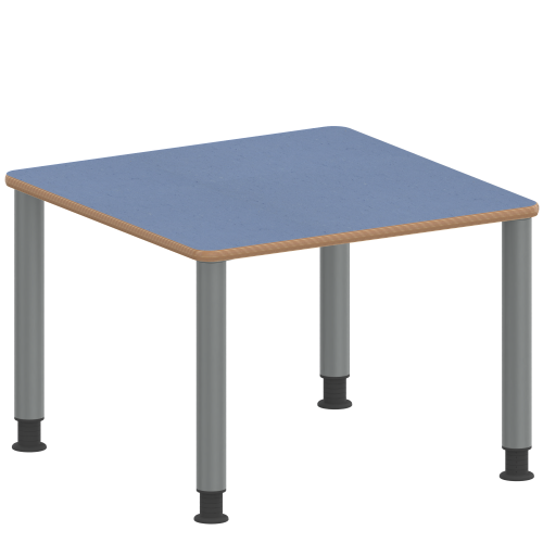 Tisch ZALOTTI mit Linoleum-Belag Quadrattische, Maße B/T: 80x80 bzw. 60x60 cm, Höhen 41…76 cm, Stahlrohrbeine Ø 60 mm, Fußvariante: höhenverstellbar