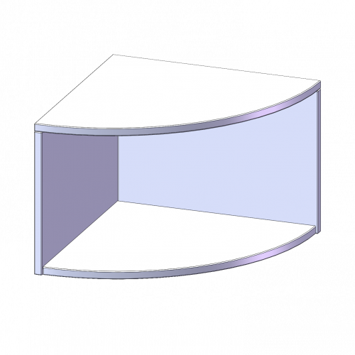 Außenecke Aufsatzregal, 1 Ordnerhöhe - Serie evo180 B/H/T: 40x36x40 cm, Viertelkreis, Erweiterung rechts