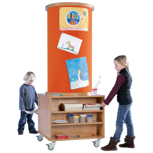 Mobile Litfaßsäule mit 2 Regalen und hochwertigem Stoffbezug, Serie KLS-2RS B/H/T: 77x190x77 cm, Stofffarbe wählbar