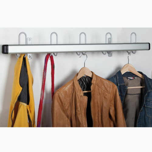 Garderobenleiste aus Aluminium Länge: 100 cm mit 6x 2er Haken
