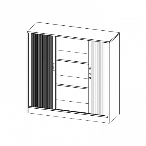 Schrank mit Rollo, 3 Ordnerhöhen - Serie evo180 B/H/T: 120x118x40 cm, Querrollladen, abschließbar, mit Sockel (81 mm)