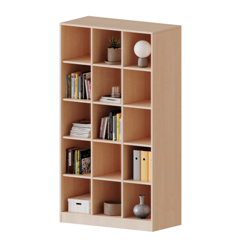 Regal, dreireihig, 5 Ordnerhöhen - evo180 Serie B/H/T: 104,5x190x50 cm, mit Sockel (81 mm) und Mittelwand, ohne Boxen, 12 Einlegeböden