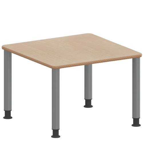 Tisch ZALOTTI mit Schichtstoff-Belag Quadrattische, Maße B/T: 80x80 bzw. 60x60 cm, Höhen 41…76 cm, Stahlrohrbeine Ø 60 mm, Fußvariante: höhenverstellbar