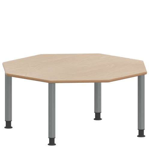 Tisch ZALOTTI mit Schichtstoff-Belag Achtecktische, Plattenmaß B/T: 120x120 cm, Höhen 41…76 cm, Stahlrohrbeine Ø 60 mm, Fußvariante: höhenverstellbar