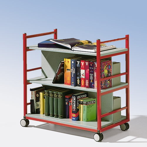 Bücherwagen mit 3 Ebenen, fahrbar B/H/T: 90x90x50 cm