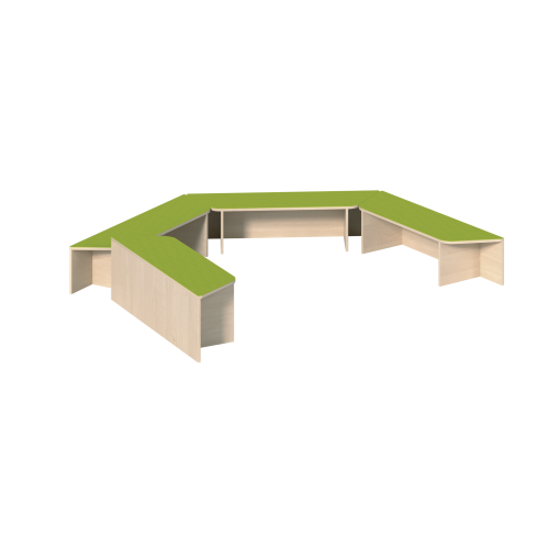 Podestanlage 4, 4teilig, mit Linoleum-Deckplatten B/H/T: 306x35/46x132 cm, 3+1 Trapezpodeste in 2 verschiedenen Höhen