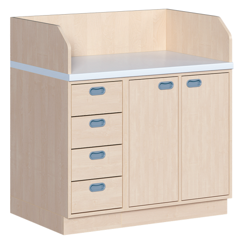 Wickelkommode, dreireihig Türen, 4 Schübe, B/H: 107x113 cm