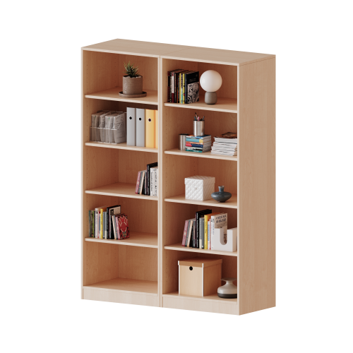 Regal, vierreihig, 5 Ordnerhöhen - evo180 Serie B/H/T: 140,6x190x40 cm, mit Sockel (81 mm), zweiteilig und Mittelwand, ohne Boxen, 8 Einlegeböden