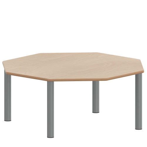 Tisch ZALOTTI mit Schichtstoff-Belag Achtecktische, Plattenmaß B/T: 120x120 cm, Höhen 25…76 cm, Stahlrohrbeine Ø 60 mm, Fußvariante: Stellfuß