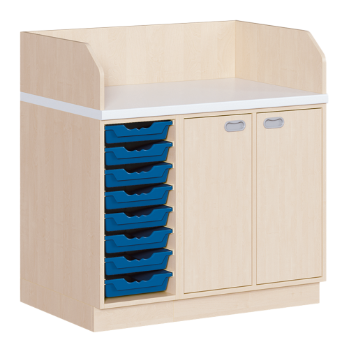 Wickelkommode, dreireihig Türen, 8 Boxen, B/H: 107x113 cm