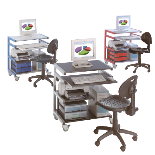 Mobiler PC-Arbeitsplatz B/H/T: 76x85x45 cm, Tastaturhöhe: 72 cm