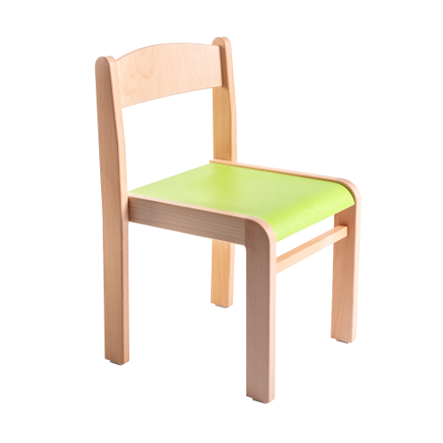 Stapelstuhl LIMBI mit Linoleum Holzstuhl, Sitz Linoleum beschichtet