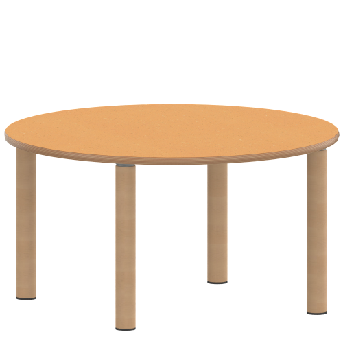 Tisch ZALOTTI mit Linoleum-Belag Rundtische, Durchmesser: 100 cm, Höhen 25…76 cm, Massivholzbeine Ø 60 mm, Fußvariante: Stellfuß