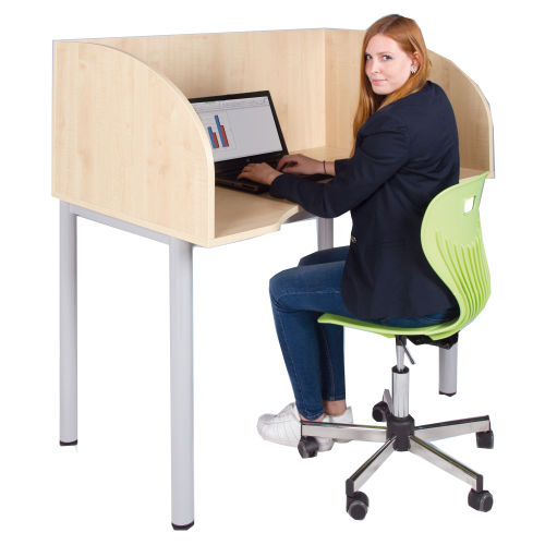 Arbeitstisch mit Sichtblende und Körperausschnitt Tiefe: 80 cm, Breite & Höhe wählbar