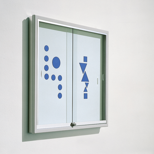 Informationsvitrine V9 aus Premium Stahlemaille mit Whiteboardrückwand B/H/T: 100x94x8 cm