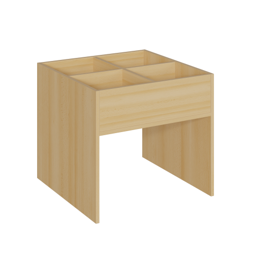 Büchertrog mit Seitenwangen mit 4 Fächern, B/H/T: 70x64x70 cm