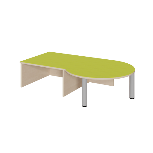 Podest mit Linoleum-Deckplatte und Nische, Rundungsansatz rechts B/T: 150x87/70 cm, Rundungsansatz rechts und Rollkastennische links, Höhe wählbar