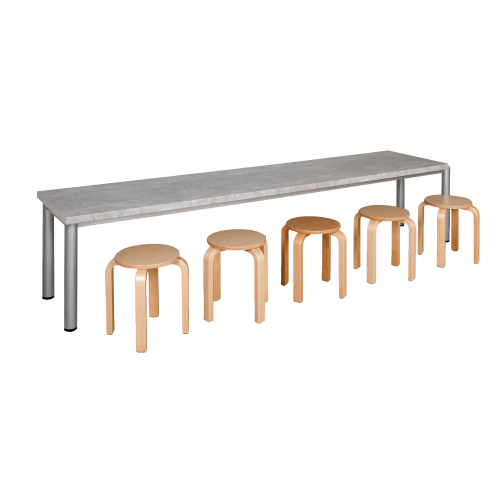 Bastelarbeitsplatz mit höhenverstellbarem Stahlgestell ohne Unterbauten, Arbeitsplattendekor: light Atelier in 60 cm Tiefe und in 2 Breiten bzw. Arbeitsplatzvarianten