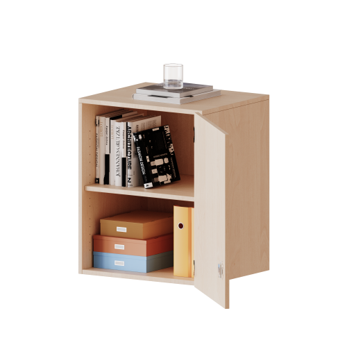 Aufsatzschrank, 2 Ordnerhöhen - Serie evo180 Breite 60 cm, Gesamthöhe 72 cm, 1 Tür, abschließbara