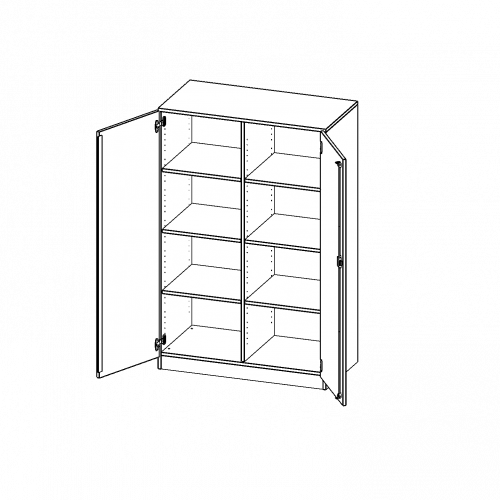 Schrank, 4 Ordnerhöhen - Serie evo180 B/H/T: 100x154x50 cm, 2 Türen, abschließbar, mit Mittelwand, mit Sockel (81 mm)