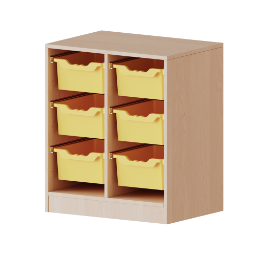 ErgoTray Regal, zweireihig, 2 Ordnerhöhen - evo180 Serie B/H/T: 70,3x82x50 cm, fahrbar, 6 hohe ErgoTray Boxen