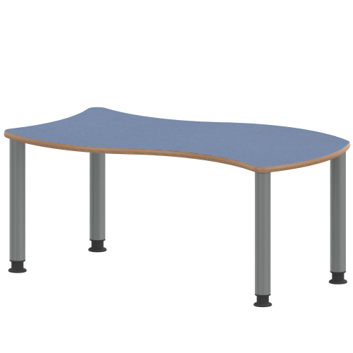 Tisch ZALOTTI mit Linoleum-Belag Rechteck-Wellentische, Stellfläche B/T: 126,7x76 cm, Höhen 41…76 cm, Stahlrohrbeine Ø 60 mm, Fußvariante: höhenverstellbar