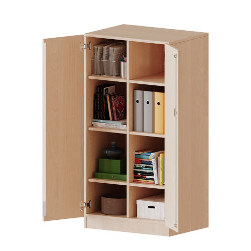 ErgoTray Schrank, zweireihig, 3,5 Ordnerhöhen - evo180 Serie B/H/T: 70,3x136x50 cm, zweitürig, mit Sockel (81 mm), ohne Boxen