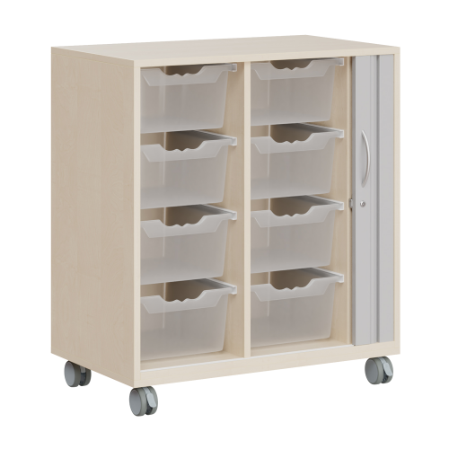 Ergo Tray Sideboard Serie CSRF mit Rollotür B/H/T: 83,7x100x50 cm, auf Standfüßen, 8 hohe Ergotray-Boxen