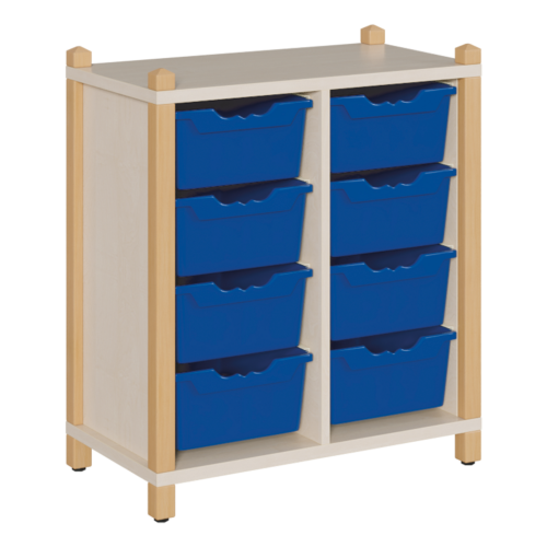 Regal mit ErgoTray-Boxen in Stollenbauweise B/H/T: 74,5x80x40 cm, 8 hohe ErgoTray-Boxen
