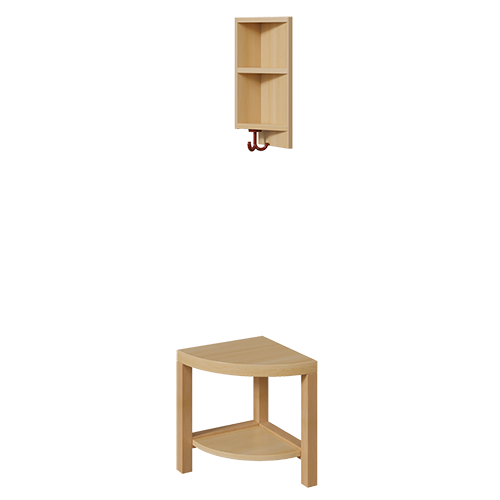 Garderoben-Außenecke, passend zu Ablage mit Tür B/H/T: 35x158x39 cm, 2teilig, gerundete Bank, mit Schuh- und Eckablage, für Garderoben mit Stütze