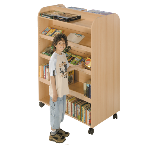 Bücherregal mit 10 Ablageflächen, fahrbar B/H/T: 120x160x64 cm