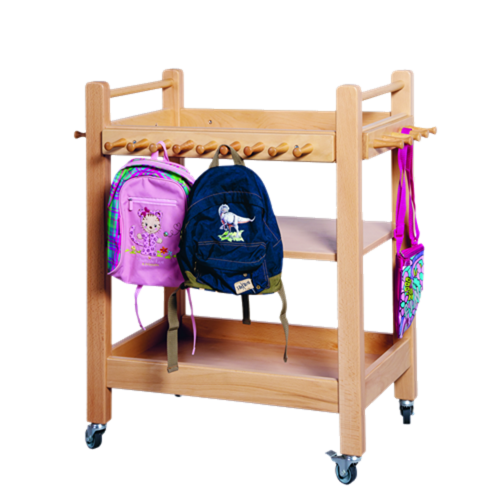 Taschenwagen B/H/T: 83,5 x 86,3 x 57,5 cm, mit 28 Holzhaken und 3 Ablageflächen