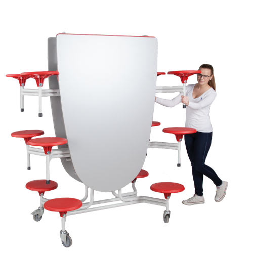 Spaceflex 2.0 Klapptisch mit Melaminplatte, oval B/H/T: 305x74x107 cm, 12 Sitze, Sitzhöhe 46 cm