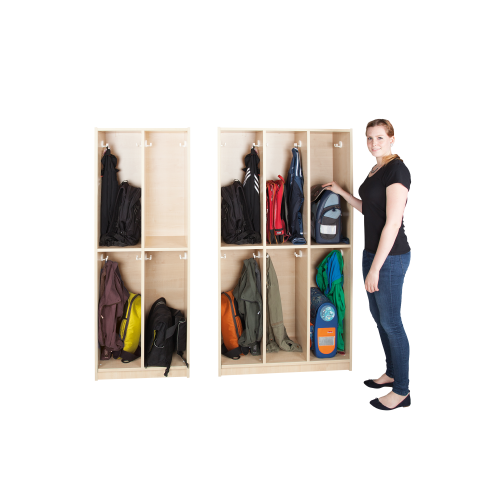 Schultaschenregal für 4 bzw. 6 Schüler B/H/T: 61x160x40 cm, für 4 Schüler