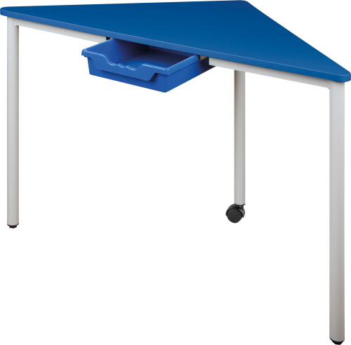 Pythagoras Dreiecktisch Melamin mit Ergo Tray Box B/H/T: 120x53x85 cm, mobiler Dreiecktisch mit Kunststoffbox, Tischhöhe DIN02 - 53 cm