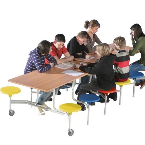 Spaceflex 2.0 Klapptisch mit integrierten Stühlen und melaminharzbeschichteter Spanplatte, rechteckig Maße wählbar, 12 oder 16 Sitzer