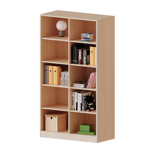 Regal, zweireihig, 5 Ordnerhöhen - evo180 Serie Breite 104,5 cm, Gesamthöhe 190 cm, mit Sockel (81 mm) und Mittelwand, ohne Boxen, 8 Einlegeböden