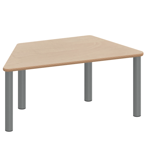 Tisch ZALOTTI mit Schichtstoff-Belag Trapez-Tische, Maße B/T: 140x70 bzw. 120x60 cm, Höhen 25…76 cm, Stahlrohrbeine Ø 60 mm, Fußvariante: Stellfuß