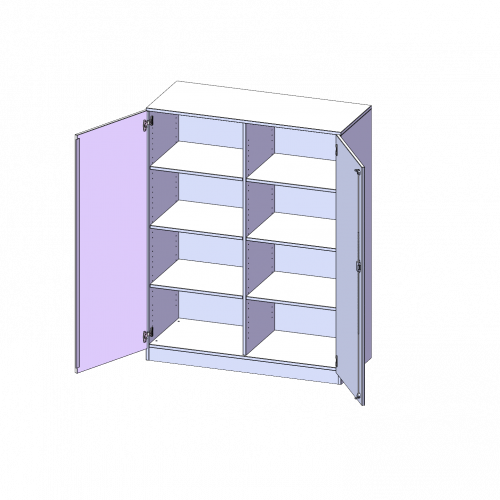 Schrank, 4 Ordnerhöhen - Serie evo180 B/H/T: 120x154x60 cm, 2 Türen, abschließbar, mit Mittelwand, mit Sockel (81 mm)