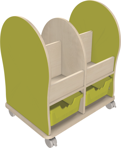 Leseratte Midi mit 4 offenen Fächern und 2 Ergo Tray Boxen C2 Mit 2 x Ergo Tray Boxen C2