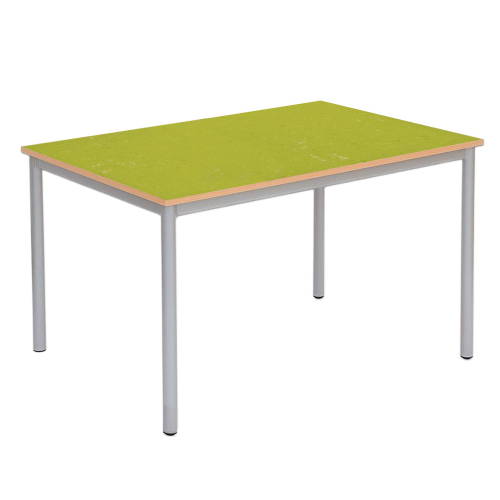 Speiseraumtisch rechteckig mit Linoleum, Stahlgestell Rundrohr 40 mm, Tischplatte mit ABS-Sicherheitskanten, verschiedene Maße