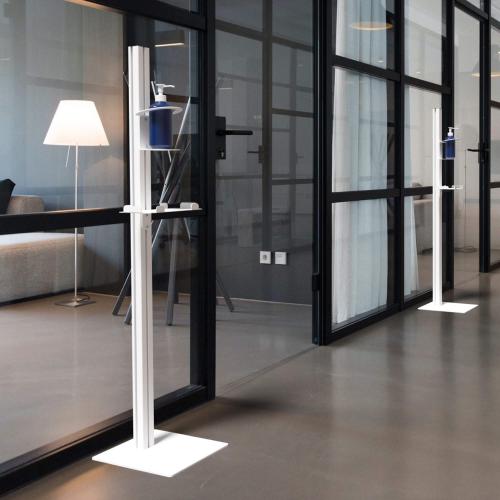 Desinfektionsspender mit Säule und Halterung für Desinfektionsflaschen Desinfektionstower für Händehygiene bei Corona, stehend