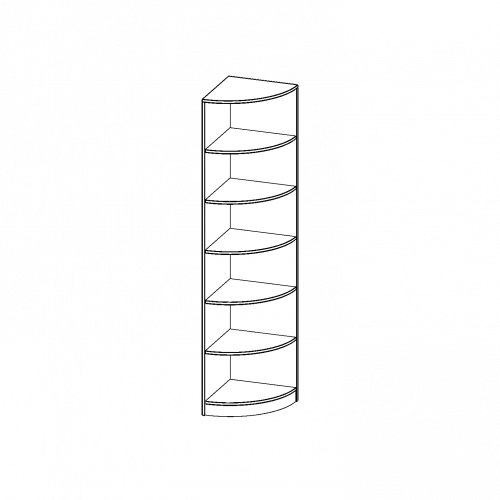 Außeneckregal, 6 Ordnerhöhen - Serie evo180 B/H/T: 40x226x40 cm, Viertelkreis, Erweiterung rechts, mit Sockel (81 mm)