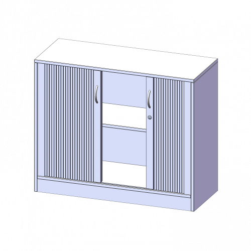 Schrank mit Rollo, 2 Ordnerhöhen - Serie evo180 B/H/T: 120x82x50 cm, Querrollladen, abschließbar, mit Sockel (81 mm)