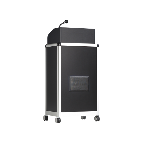 höhenverstellbares Rednerpult, mit Alu-Holz-Kombination, inkl. Mikrofon und Lautsprecher B/H/T: 65x100-128x51 cm