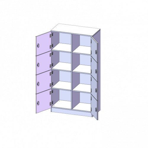 Schließfachschrank, 4 Ordnerhöhen - Serie evo180 B/H/T: 80x154x40 cm, 8 Schließfächer, mit Sockel (81 mm)